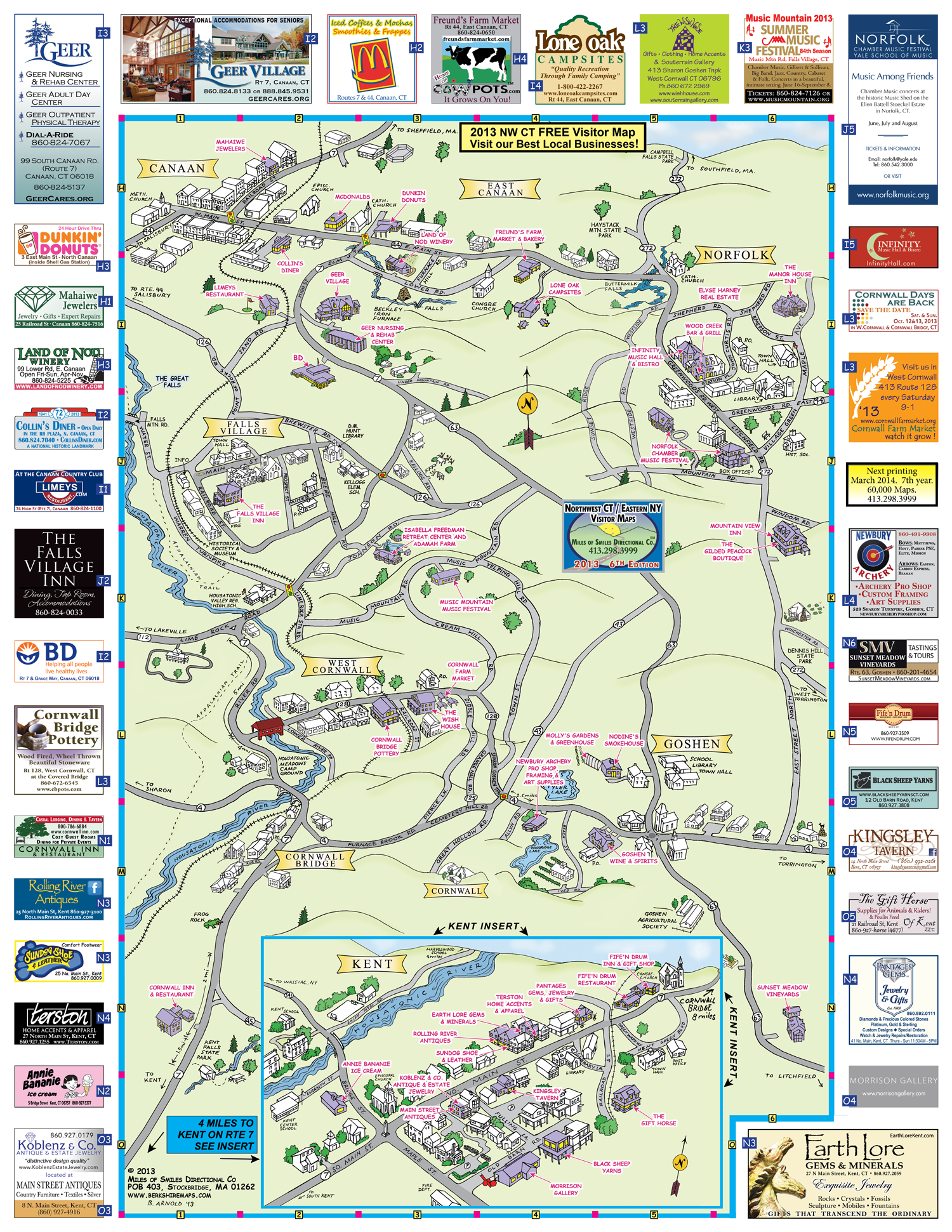 Berkshire Maps - Canaan, Falls Village, Norfolk, Cornwall Bridge, CT